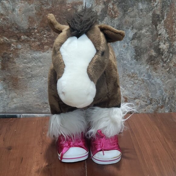 Build A Bear Brown Horse Pony Plush Pink Glittery Shoes Stuffed Animal